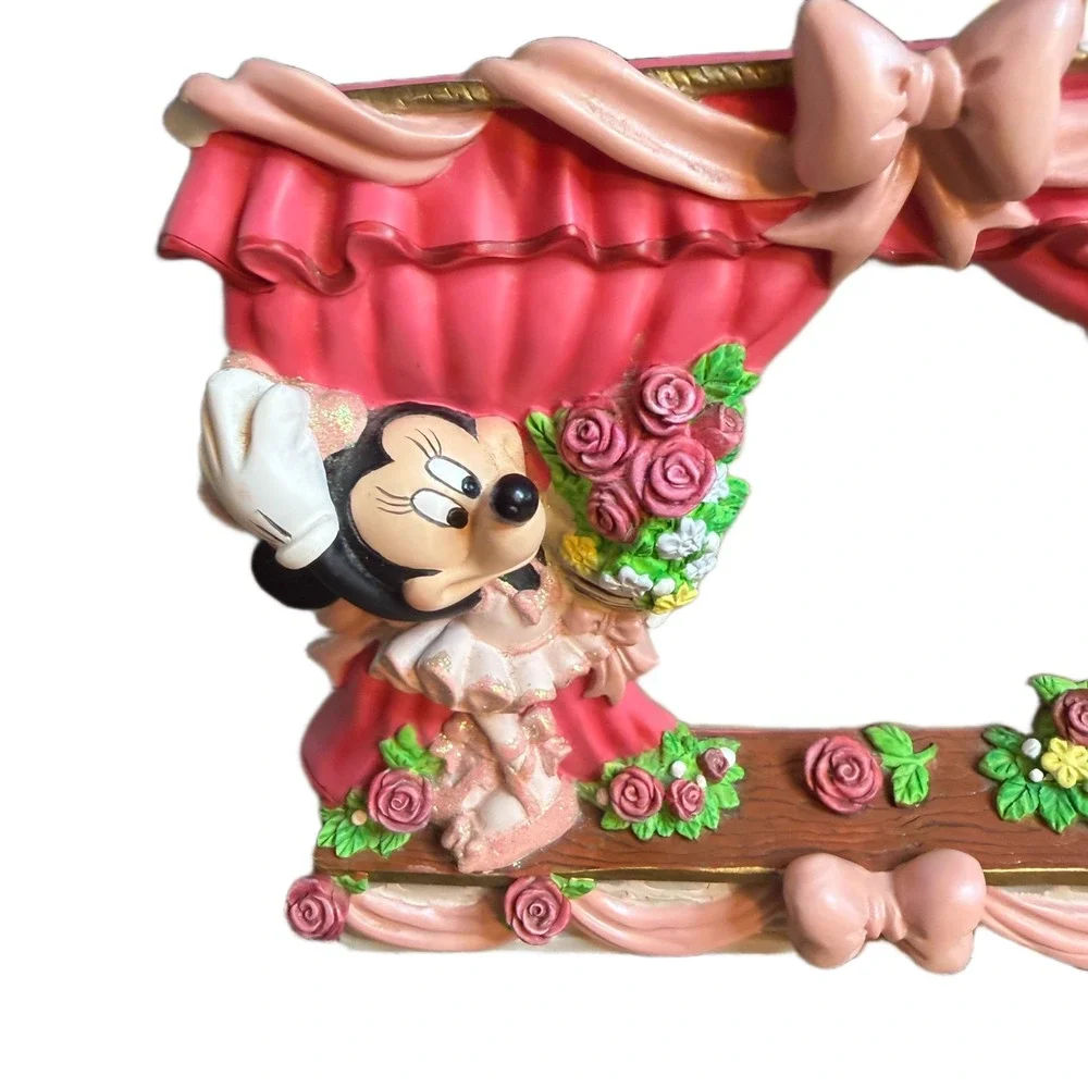 Disney Minnie Mouse Ballerina Pink Rose Curtain Stage Picture Frame Resin 6x7.5